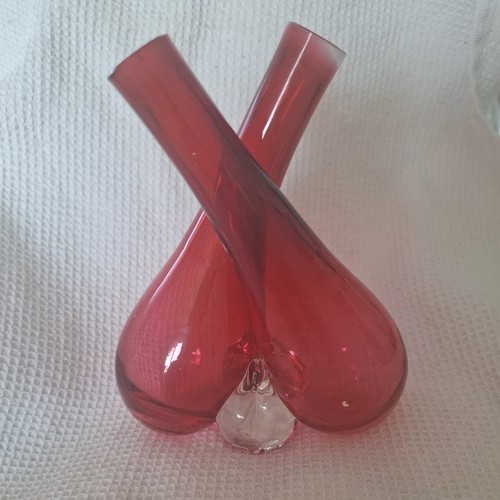 Cranberry glass vase - cranberry,