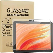 2X Screen Protector for Amazon Fire HD 10 & HD 8 Tablet Tempered Glass Pack