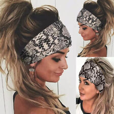 Snake Skin Wide Turban Sports Headband Elastic Head Hair Band Stretch Yoga UK