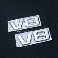 2x Chrome V8 Silver Huge Metal