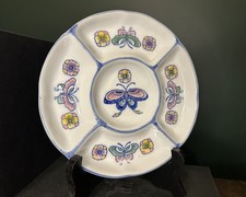 Beautiful Objects: Vibrant vintage ceramic butterfly & floral compartment dish