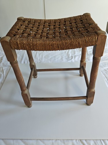 Vintage rush seat stool - rush,