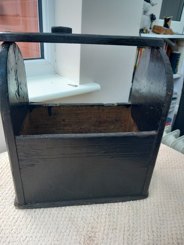 Vintage wooden shoe shine box - shine,
