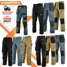 Mens Combat Cargo Work Trousers Workwear Pants With Cargo & knee pad Pockets uk