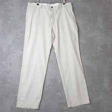 M&S Trousers Mens 38x31 Ivory Regular Straight Leg Slash Pockets Chino Pants