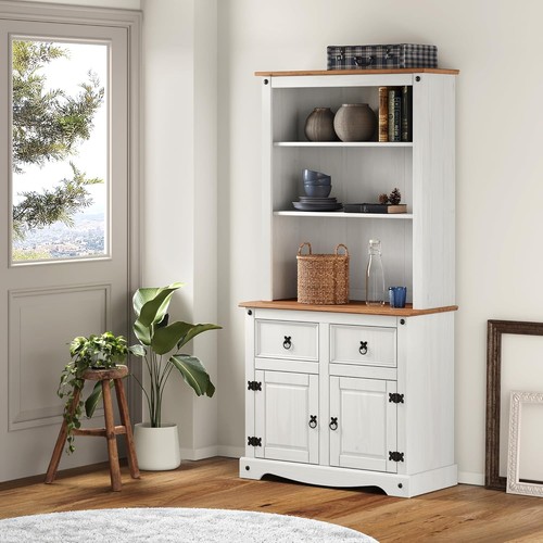 White wax buffet hutch small - wax,