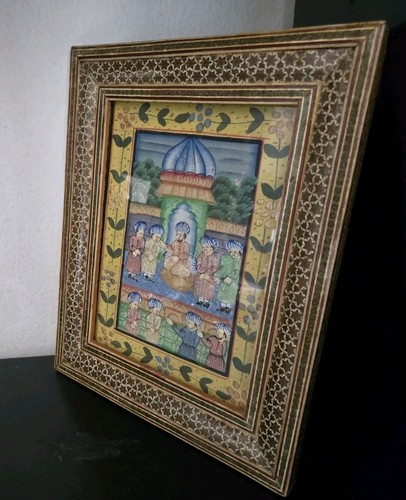 Mughal style painting - mughal-style, silk