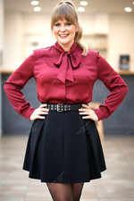 Burgundy Satin pussybow blouse