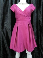 Alfred Sung  fruit punch pink cocktail/party dress V- Neck~ Fit & Flare~ UK 16