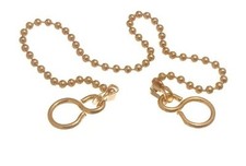 Ball Chain with hooks and Sink Stay for Bath, Basin, 12" or 18" Chrome or Brass