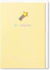 Hotchpotch Hey Superstar Greetings Card with Enamel Shooting Star Pin Badge