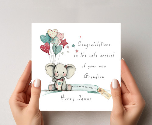 Personalised new grandson card - personalised,