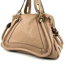Chloe Paraty 2way Medium Hand bag Shoulder Bag Beige Leather Authentic