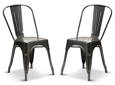 2 Graphite Grey Tolix Style Stacking Dining Chairs Metal Industrial Kitchen Cafe