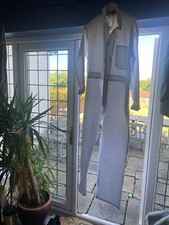 Vintage Mens White Denim Cotton Sanforized Shrunk Fabric Boiler Suit