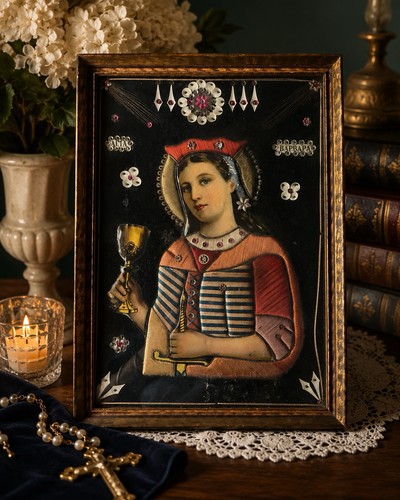 Antique embroidered greek icon - antique,