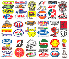 25  large waterproof  STICKERS Car Bike Scooter racing logos. moto gp rally