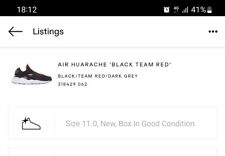 Nike Air Huarache Uk10 'Black Team Red '