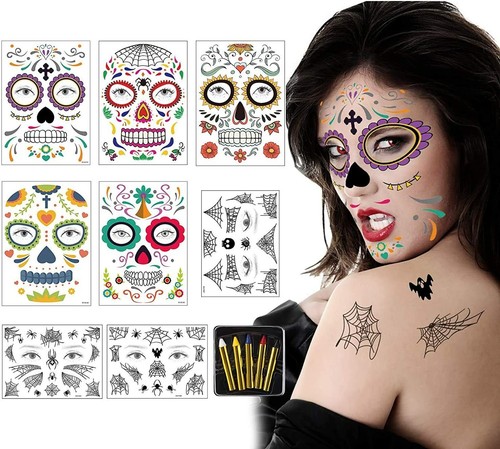 8pcs halloween temporary face - 8pcs,
