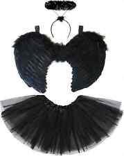 Costume - Moonlight Fright Adults Black Fallen Angel - Halo, Wings & Skirt - New