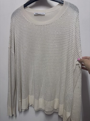 Zara sequin cream jumper - zara, size