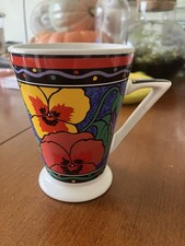 X 2 ROYAL NORFOLK ART DECO STYLE MUG ~ COLOURFUL FOLK ART ANIMAL DESIGN