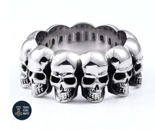 Skulls Biker Ring Multi Skull