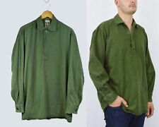 Vintage Swedish Smock Shirts 1980s Button Down Top Grandad Collar - Cotton