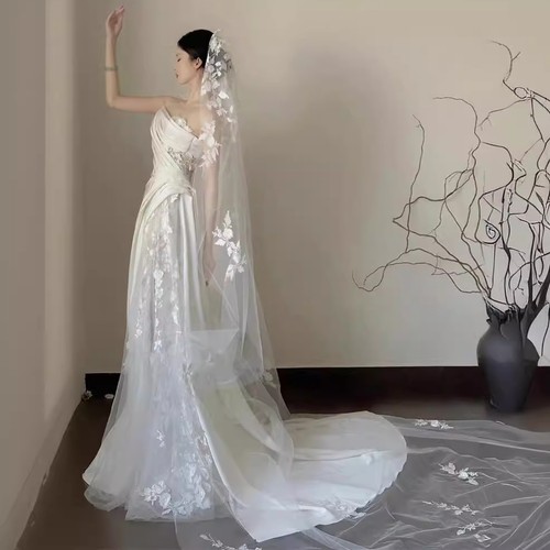 Satin lace wedding veil tube - wedding,