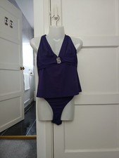 Marks & Spencer purple 2 Piece Tankini Set Sz 16 top 14 bottoms vgc