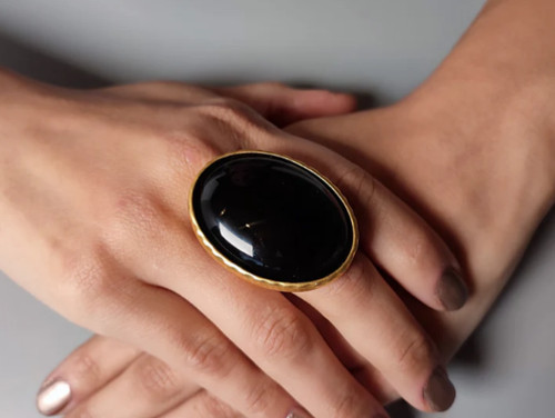 Black onyx ring large - onyx, ring,