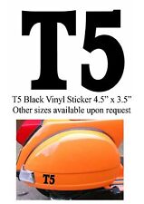T5 Vinyl Sticker Black Vespa PX200 PX Legshield Fly Screen Sticker x 2