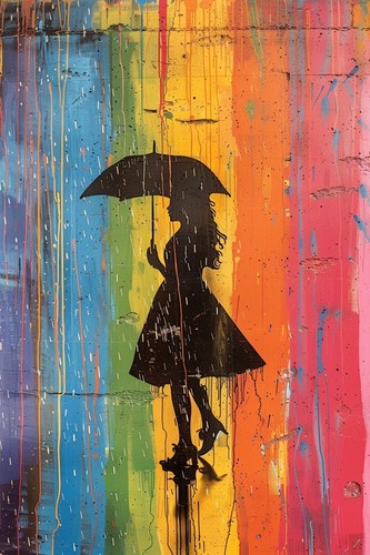 Banksy style umbrella girl - banksy,