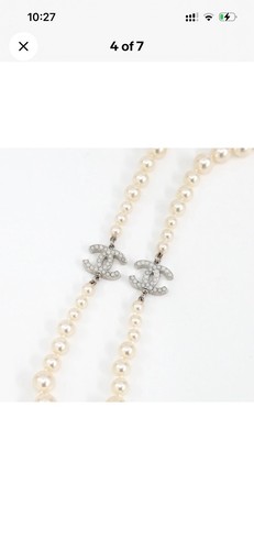 Chanel logos pearl necklace - pearl,