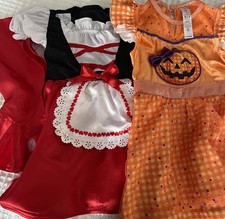 Two Baby Girls HalloweenPumpkin-Red Riding Hood Dresses-Bundle-size 12-18 month