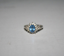 STERLING SILVER 925 TGGC Gems TV Blue Fluorite Gemstone Cluster RING size O/P