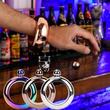 Bronze Stainless Steel Bangle Bracelet Hip Flask Booze, Whiskey Drinkware Funnel