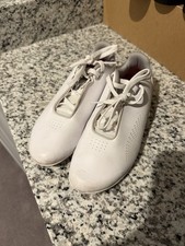 PUMA Ferrari Boys Size 4 Shoes White Red Sneakers Leather Driving Shoes Lace Up