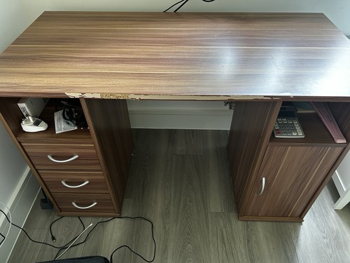 Oak computer desk with drawers - oak,