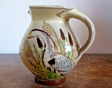 Maureen Minchin (b. 1954) Studio Pottery Heron Dragonfly and Frog Jug