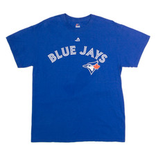 MAJESTIC Toronto Blue Jays #10 Encarnacion Mens T-Shirt Blue USA Crew Neck M