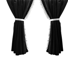 2 pcs Black w White Tassels