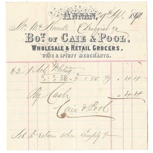 1870 billhead caie pool - caie,