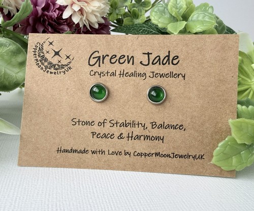 Green jade stud - green,