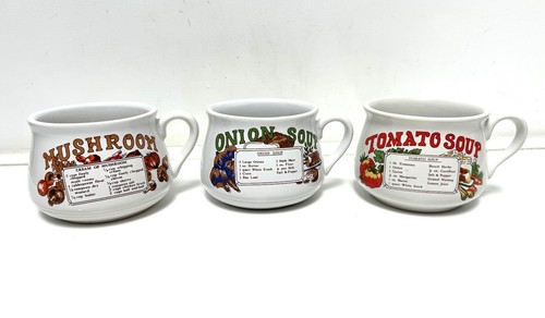 Vintage soup recipe bowls mugs - vintage,