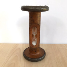 Vintage Wooden Bobbin Hourglass 4 Minute Sand Timer 13cm Cotton Mill Reclamation