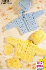 405 PREM GIRL BOY DK CARDIES HATS MITTS SHOES 3 TO 12LBS KNITTING PATTERN COPY