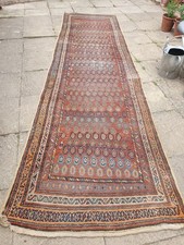 Antique Hooked Lozenge  Middle Eastern Wool Runner Carpet Long Marquee Wedding 