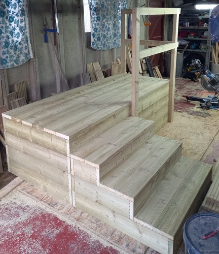 Wooden steps with decking - wooden,