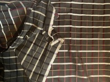 3 Metres Checked Curtain Upholstery Linen Mix?  Crafts Roll End X140cm